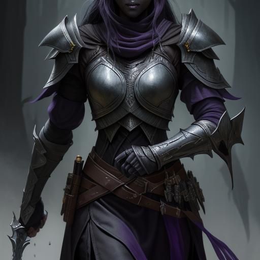 Drow Elf Rogue Portrait in Dark Fantasy Style