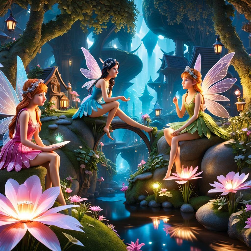 Enchanting Fairy Village: Hyperdetailed Digital Art