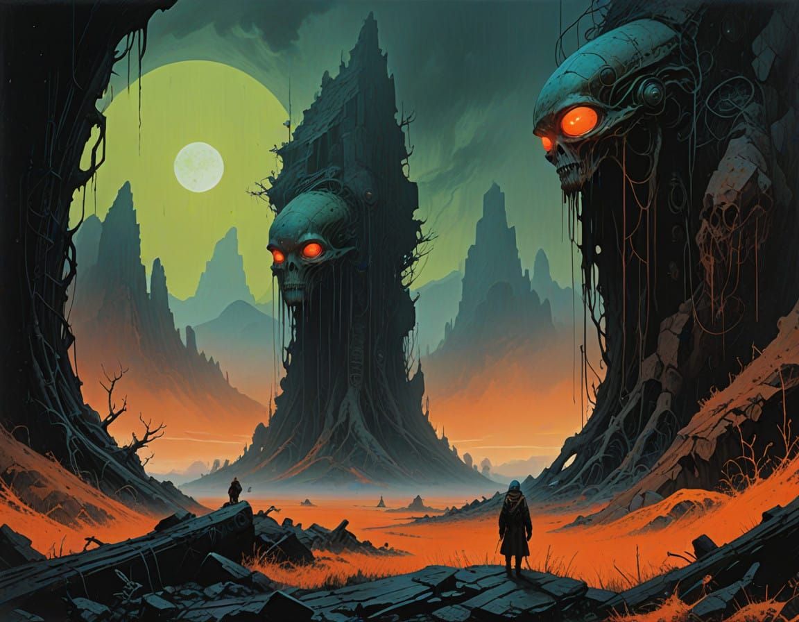 Surreal Alien Landscape under Twin Suns