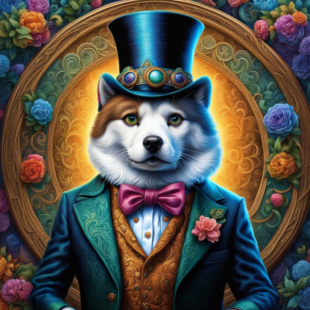 Anthropomorphic Dog in Detailed Modern Art Style