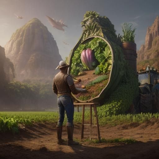 Detailed Farmer's Market Stand in Fantasy Art Style