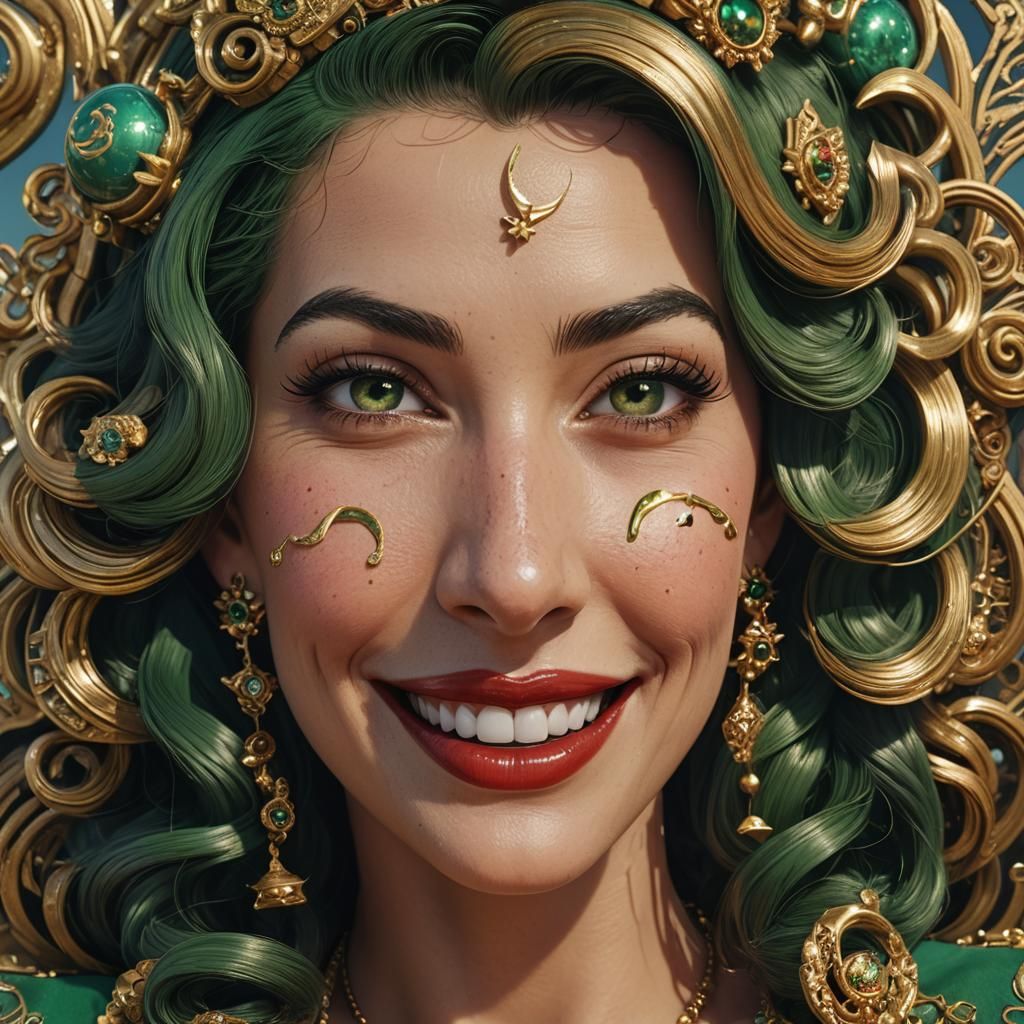 Pin-Up Portrait with Birds in Sky, Fantasy Art