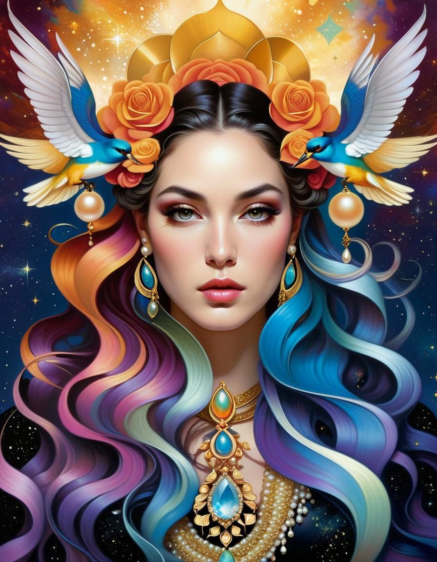 Cosmic Beauty: A Latina Goddess Portrait