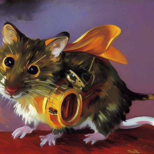 Robot Rat in Clockpunk Dystopia: Folk Art Style