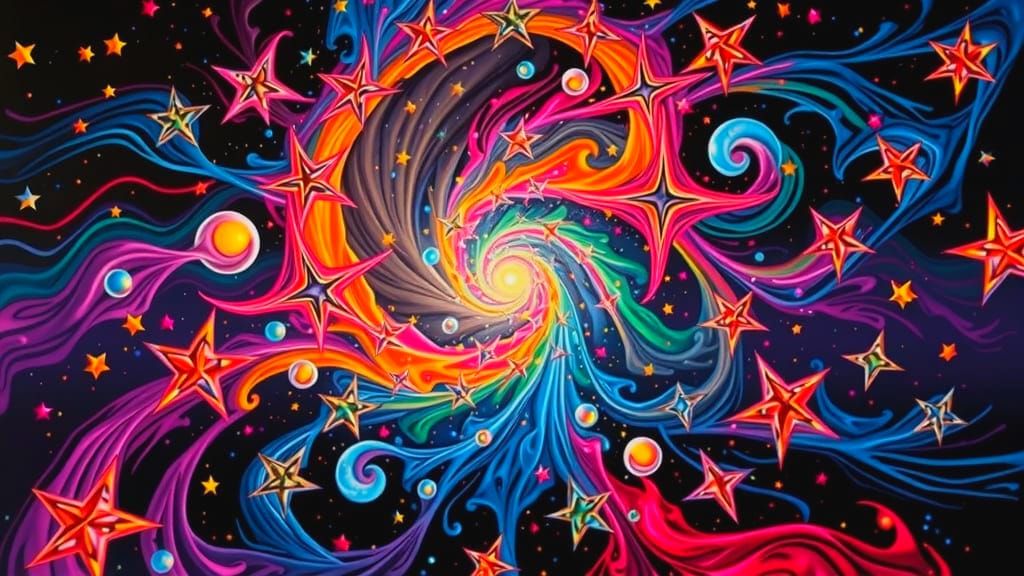 Surreal Star Cluster Maelstrom in Impasto Style