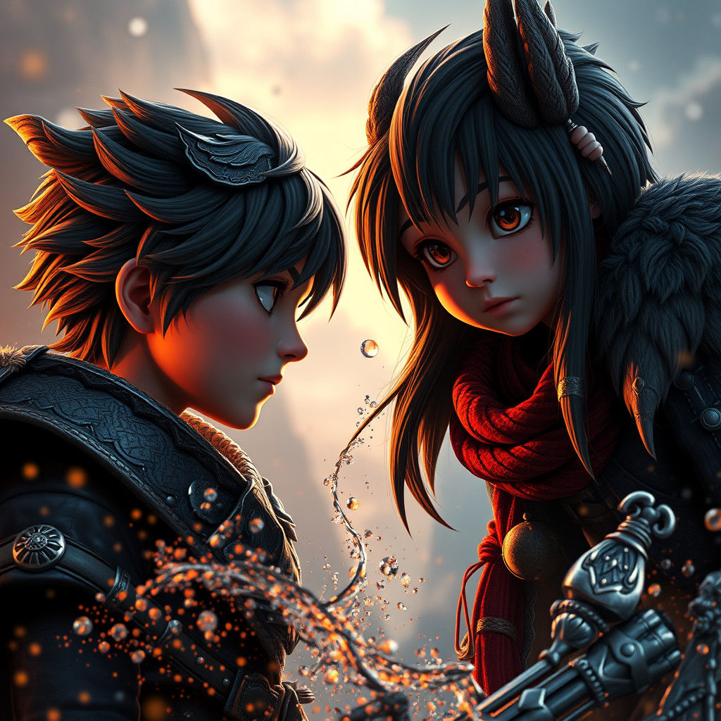 Hiccup and Astrid: Detailed Fantasy Concept Art