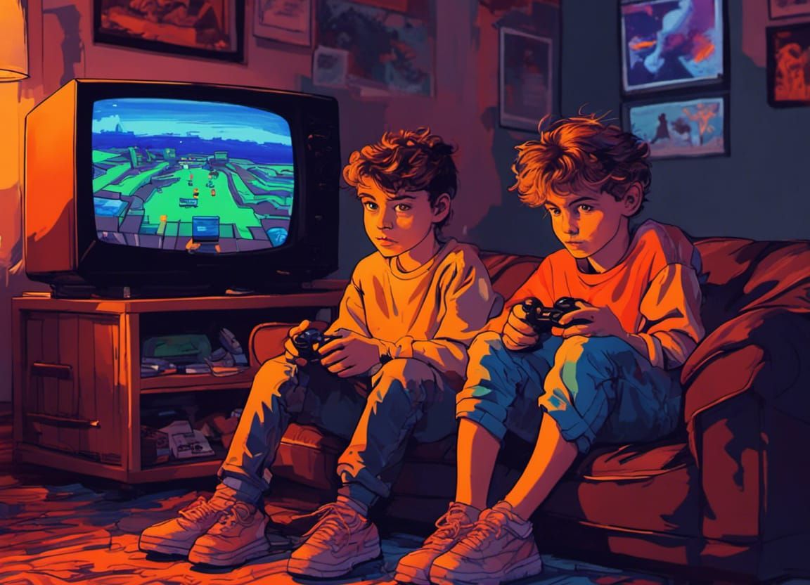Brothers playing games