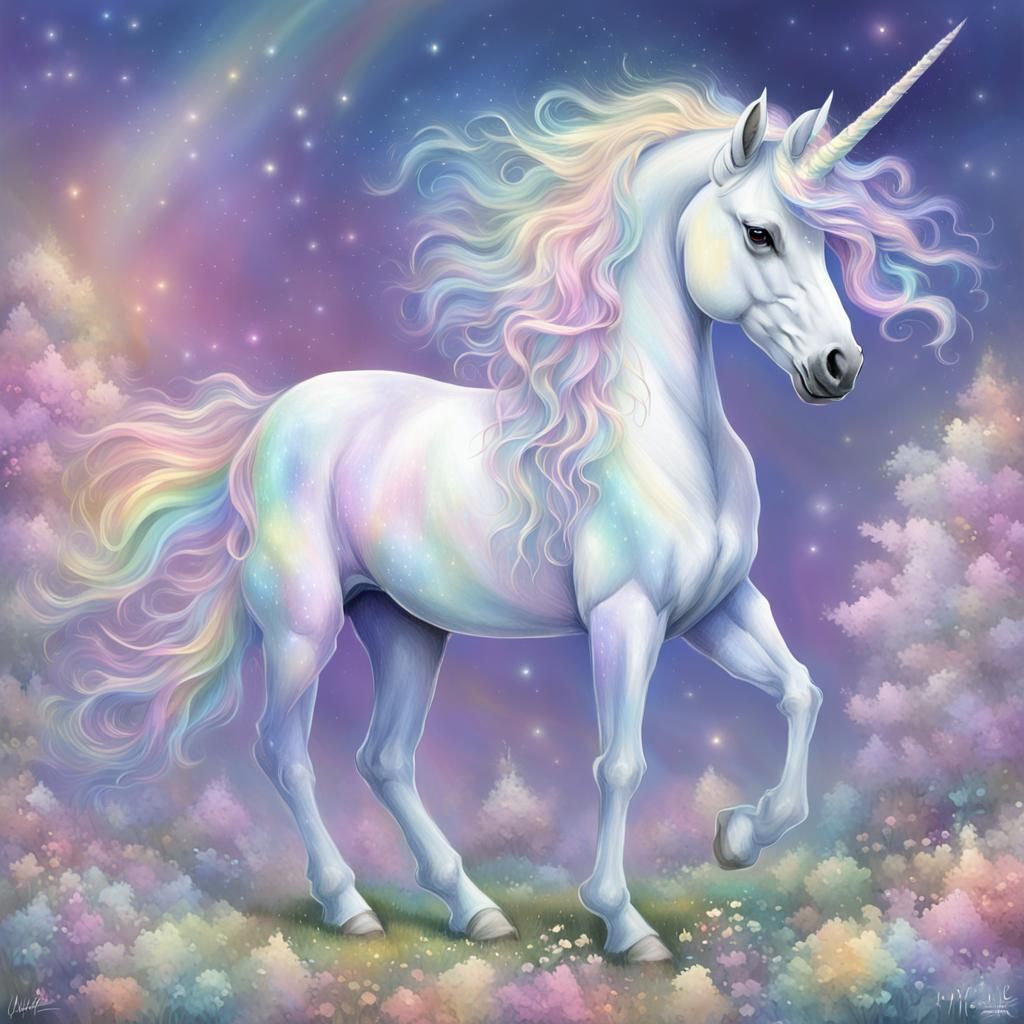 Pastel Rainbow Unicorn in Anime Style