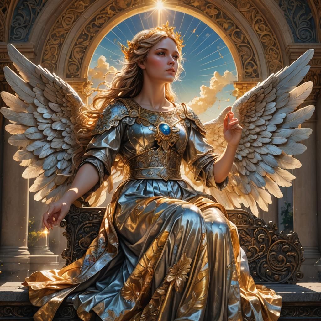 Glorious Angel in Spotlight: Hyperrealistic Splash Art