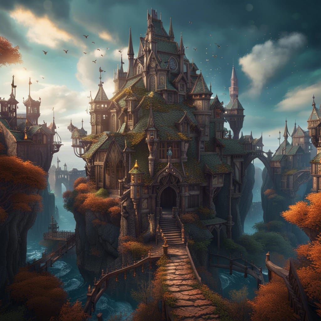 Fantasy Book World in Detailed Matte Painting