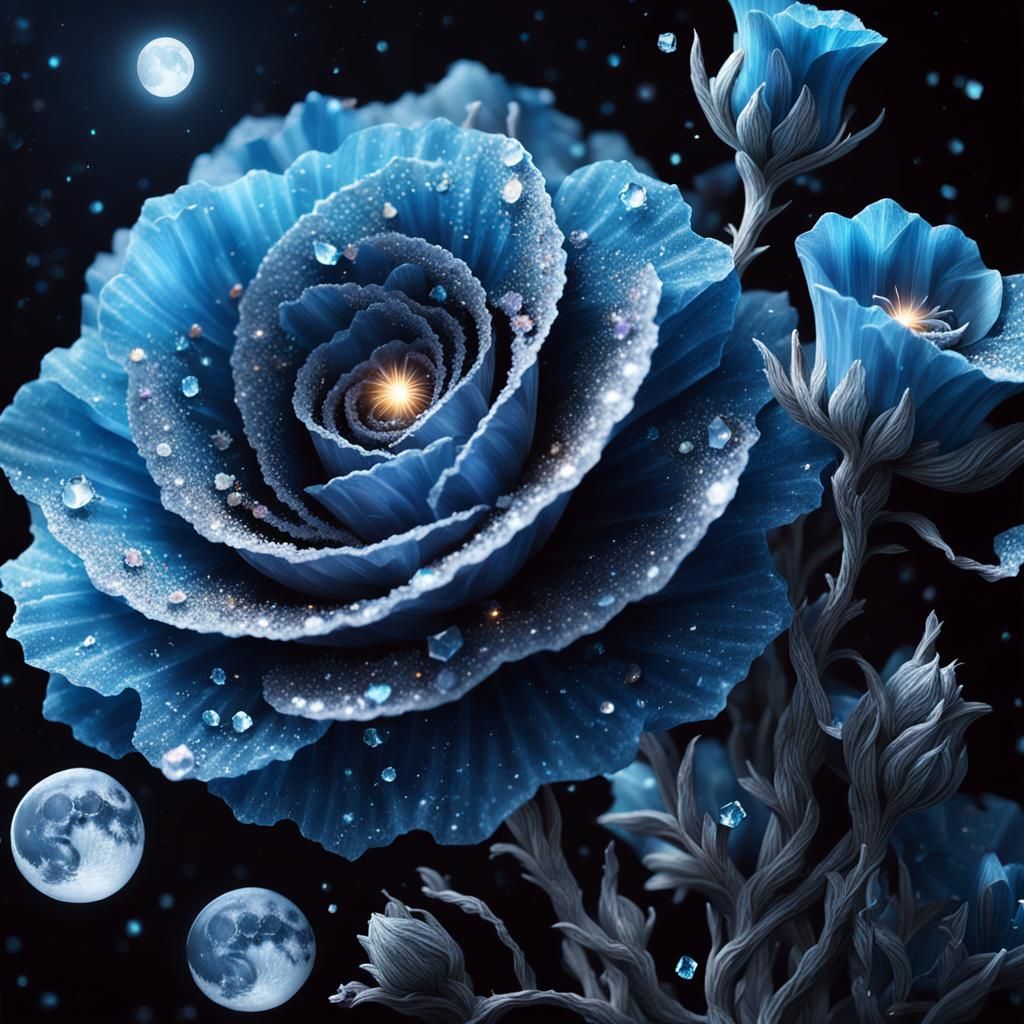 Crystals, Lightning, Flowers, Moon, and Galaxy