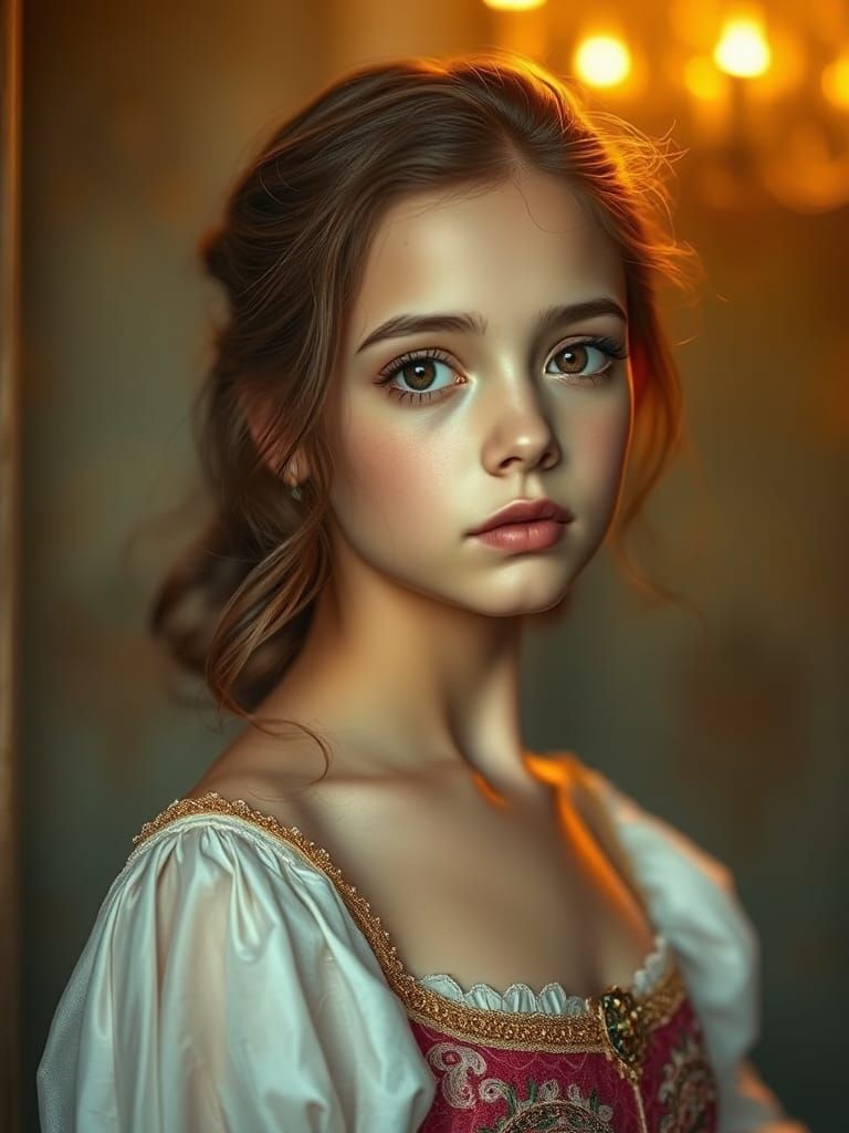 Elegant Full Body Portrait in Art Nouveau Style