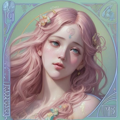 Aphrodite in Art Nouveau Tarot Style