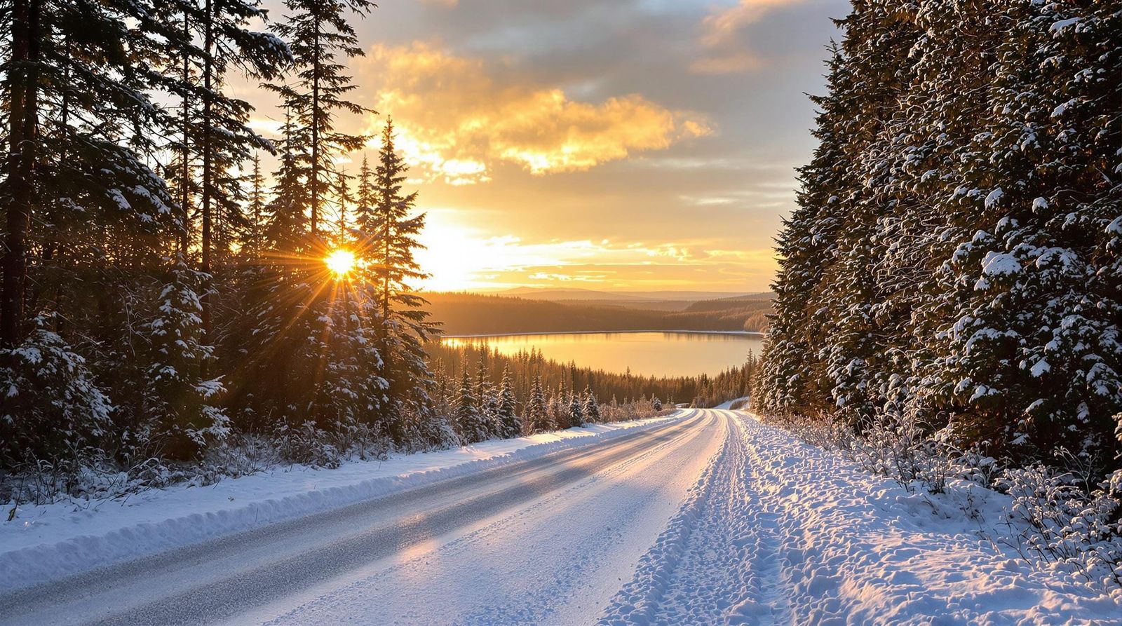 Surreal Winter Forest Reveals Hidden Dirt Road at Sunrise