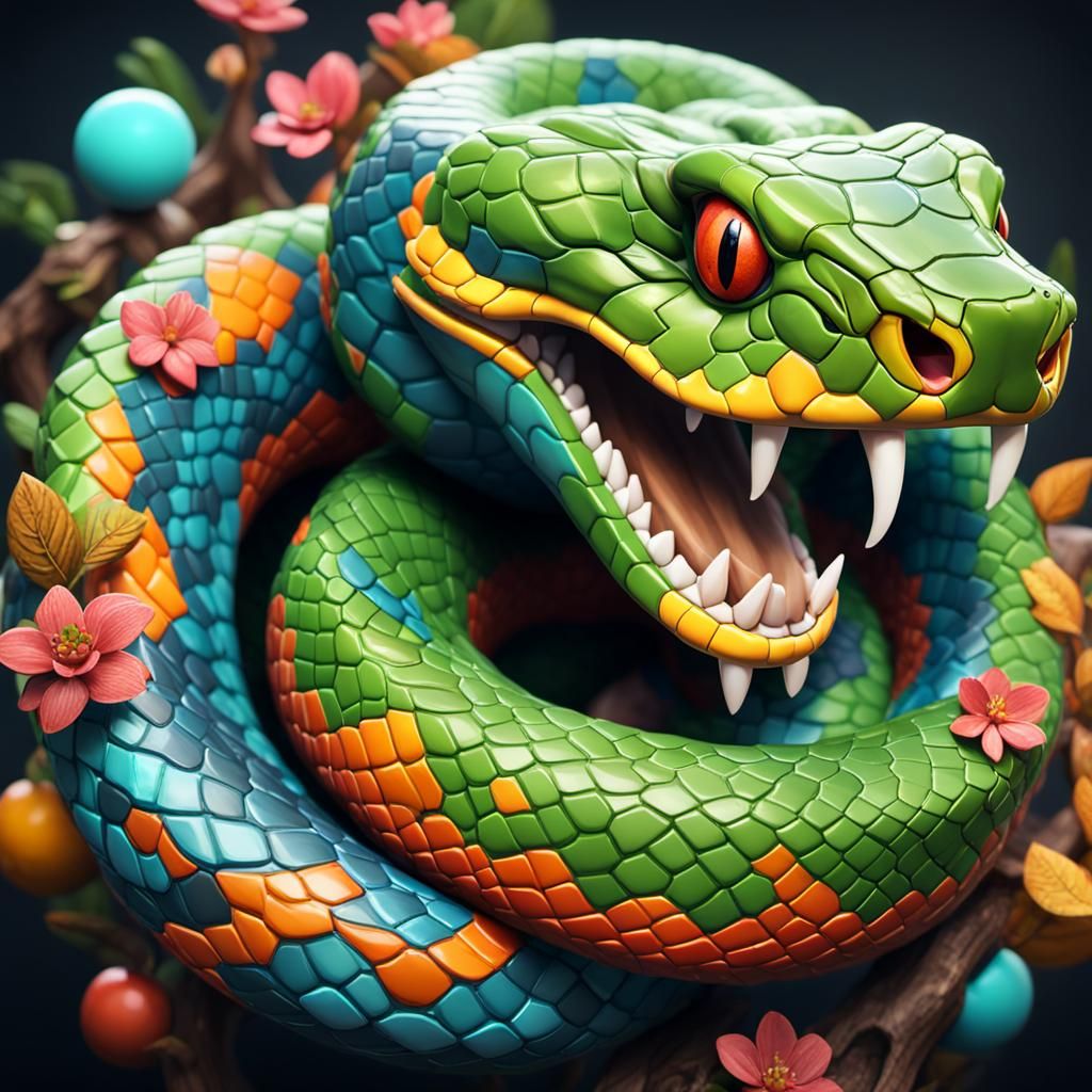 Happy Snake in Detailed 3D Rendering