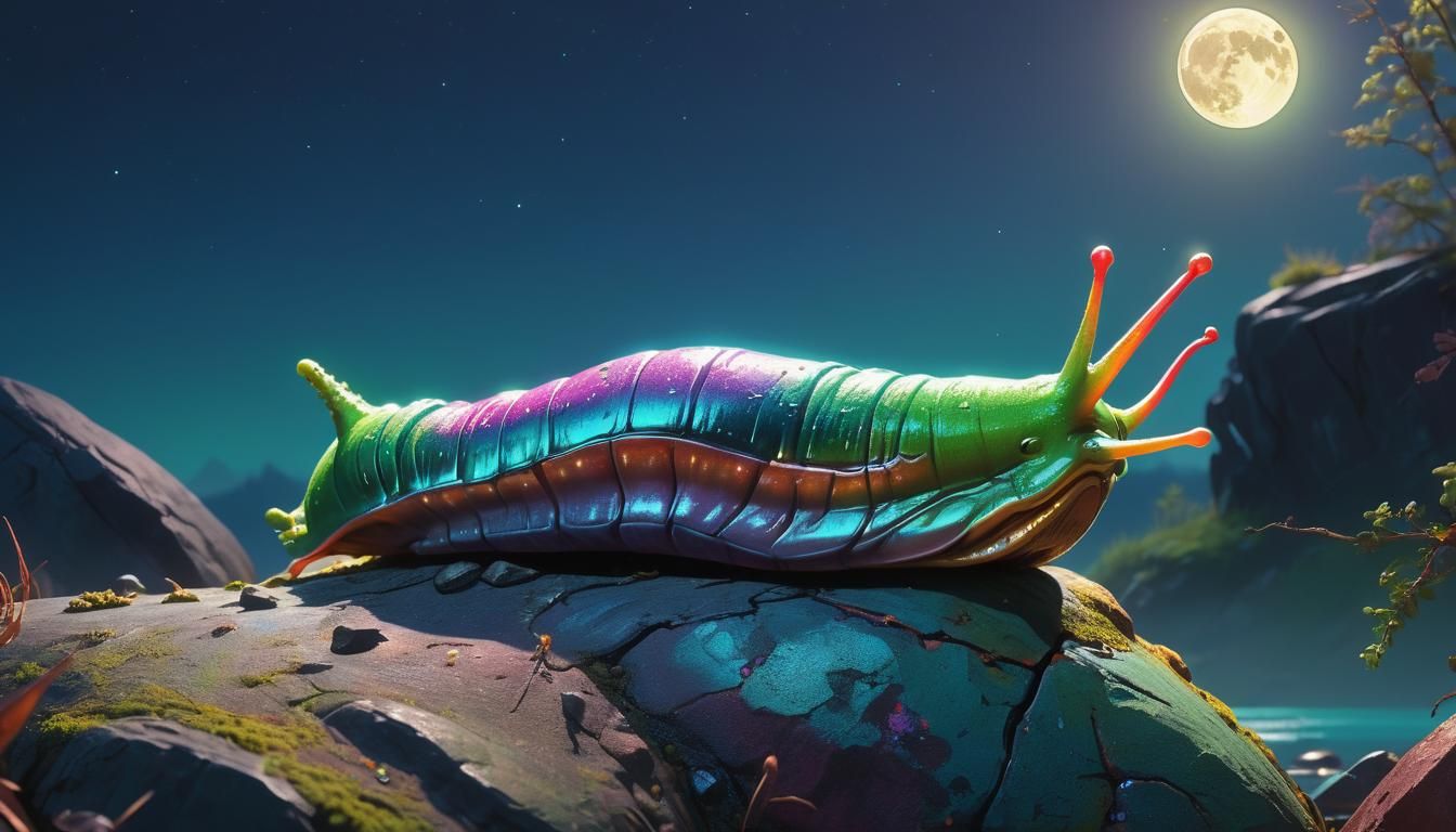 Starfire Reflection on Slug Under Moon, Hyperrealism