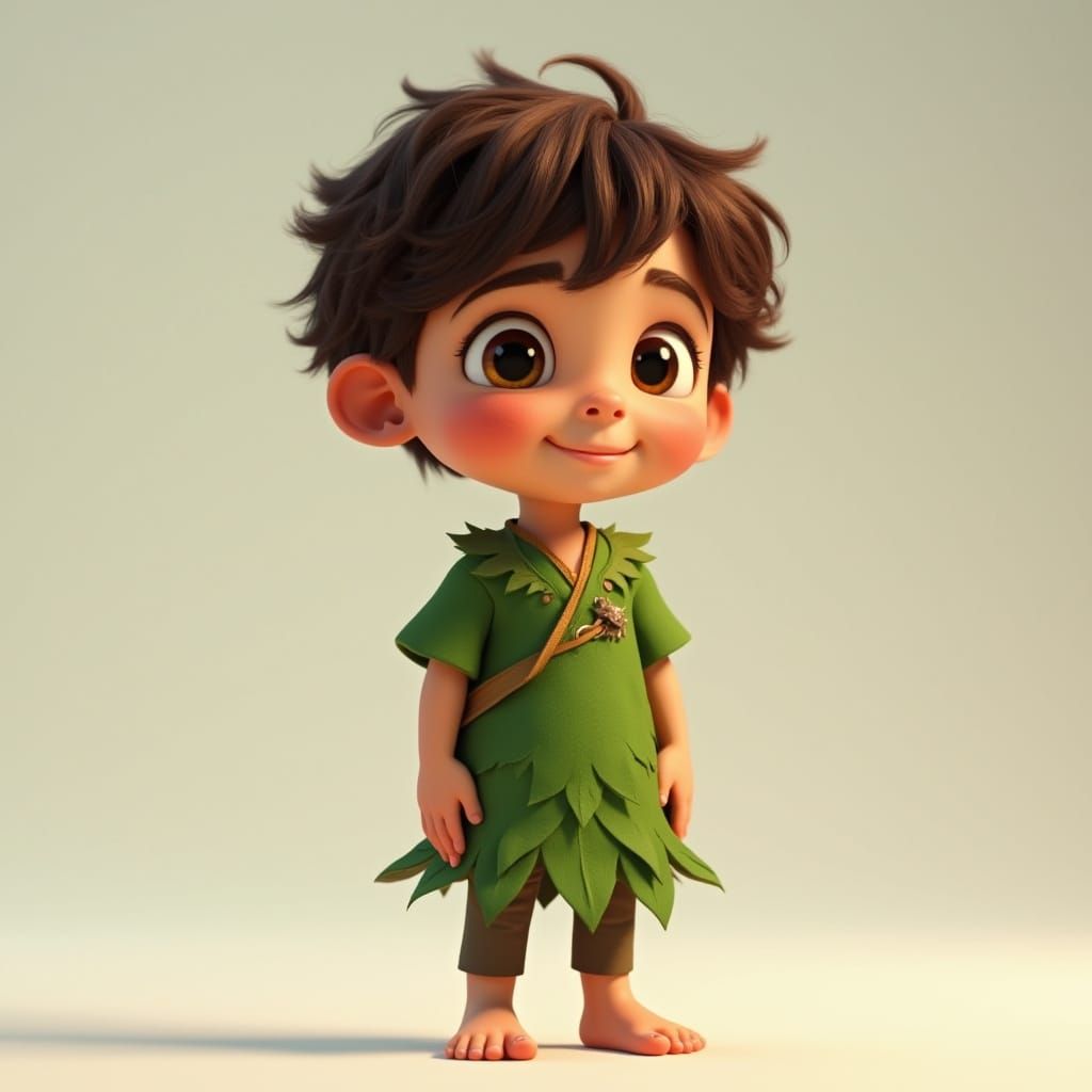 Youthful Boy Embarks in Whimsical Leafy Attire