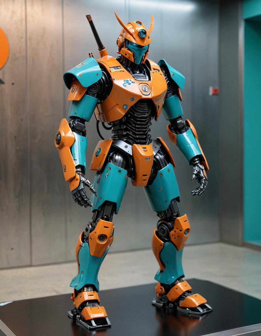 Samurai Robot General in Futuristic Lab