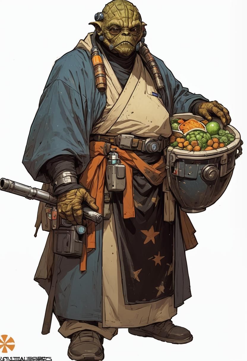 Sci-Fi Street Vendor in a Star Wars Inspired Scene