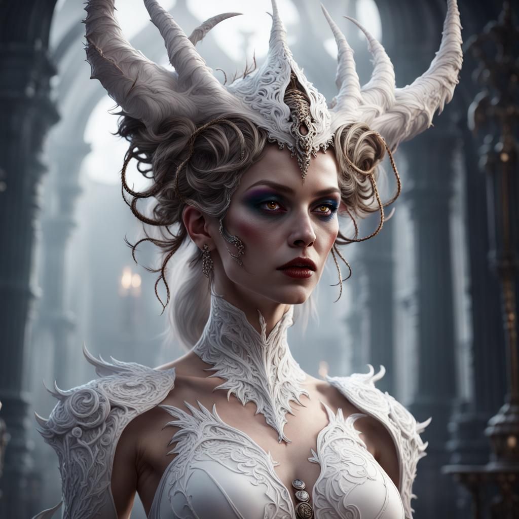 Demonic Lady in White: Fantasy Concept Art