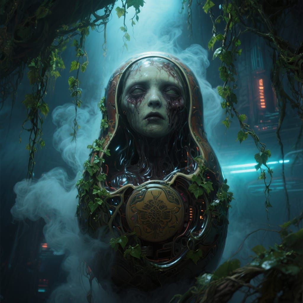 Creepy Cutaway Matryoshka Sci-Fi Horror Art