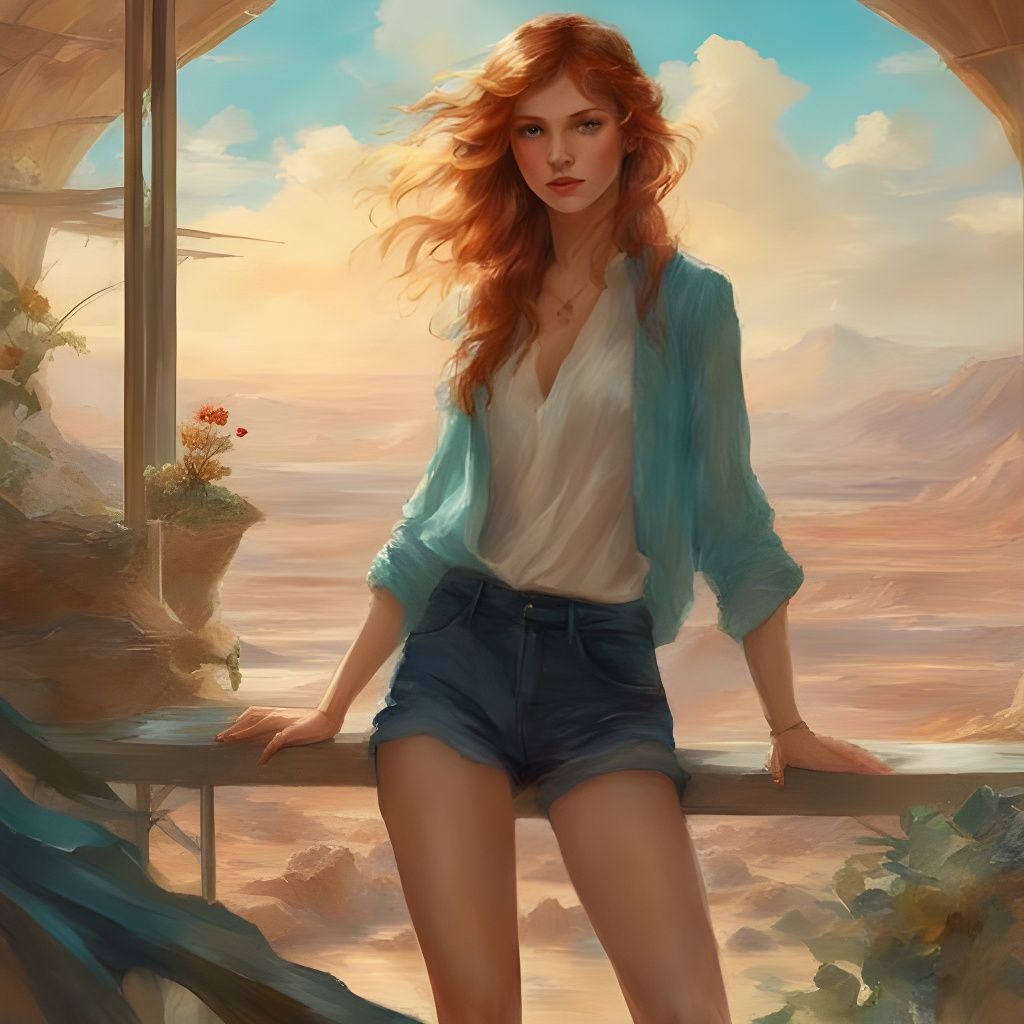 Hazel-Haired Girl in Desert Glass House Portrait