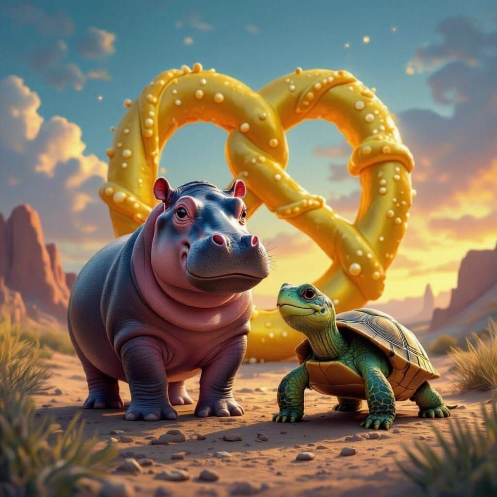 Hippo and Turtle at Golden Pretzel in The Isle of Pretzels