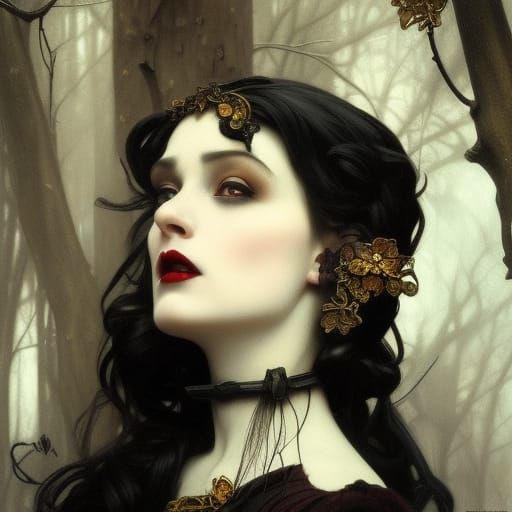 Gothic Horror Snow White Portrait in Oil