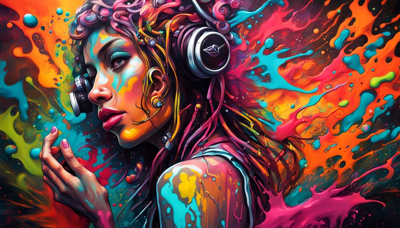 Psytrance Set in Sensual Graffiti Street Art Style