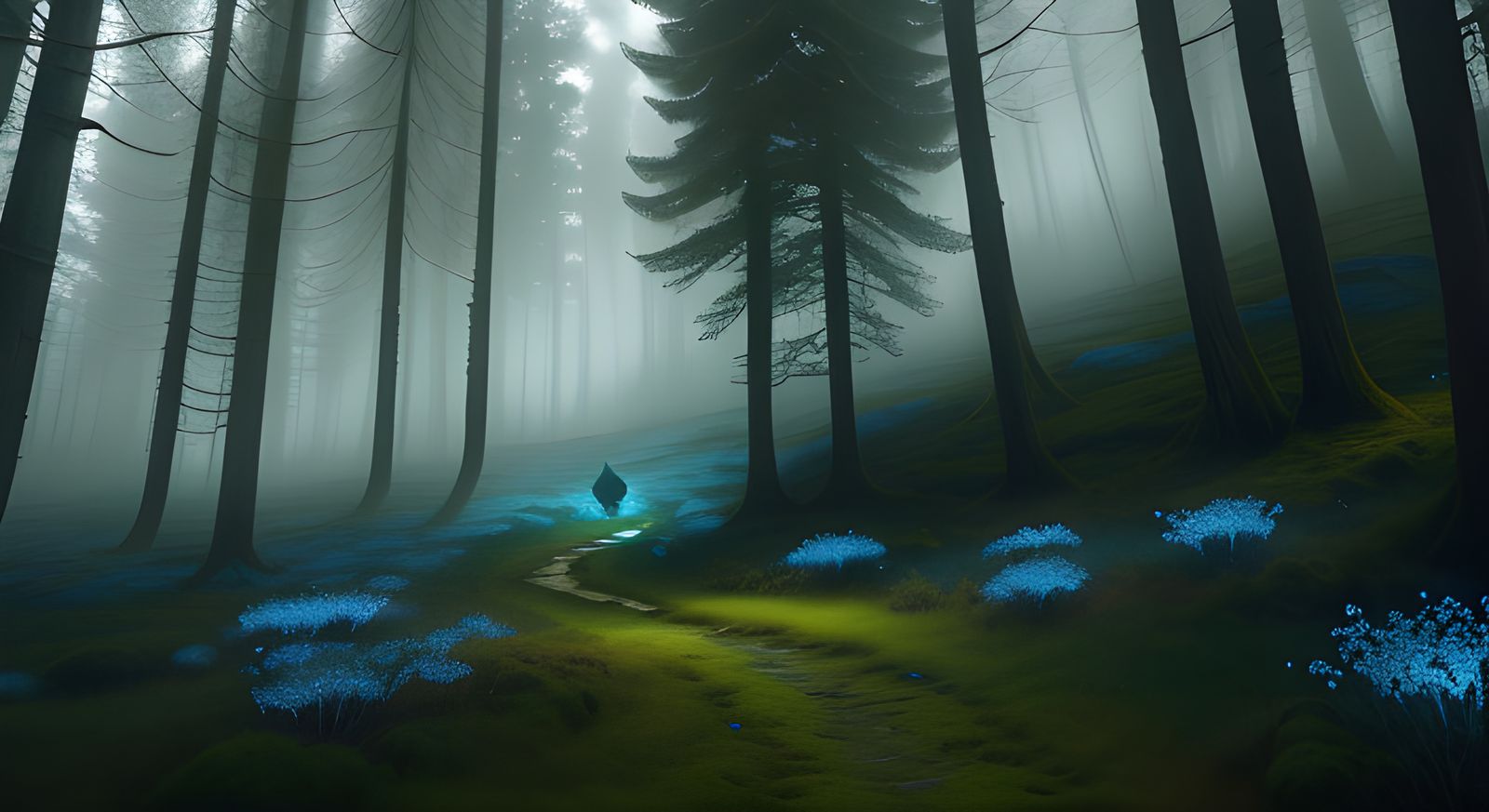 Viking Forest in Golden Light with Shieldmaiden and Stag