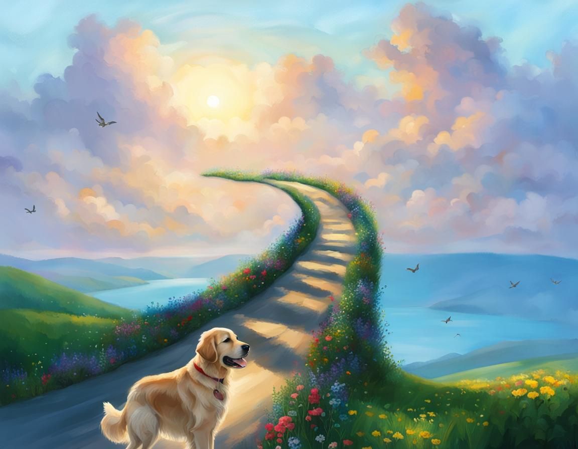 Floral Road to Heaven with Golden Retrievers