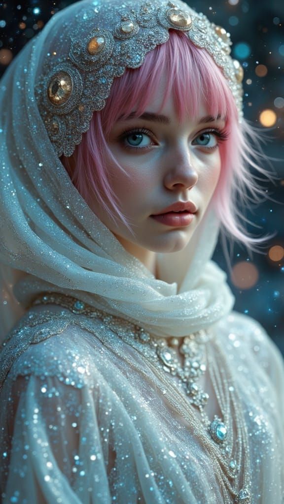 Ethereal Goddess of the Cosmos in Starry Robes