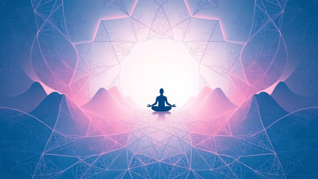 Meditating Silhouette in Fractal Landscape