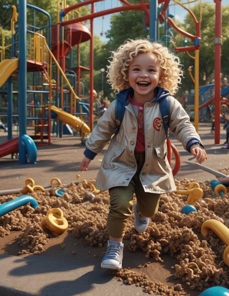 Toddler Girl's Fun Day: Matte Painting in Park