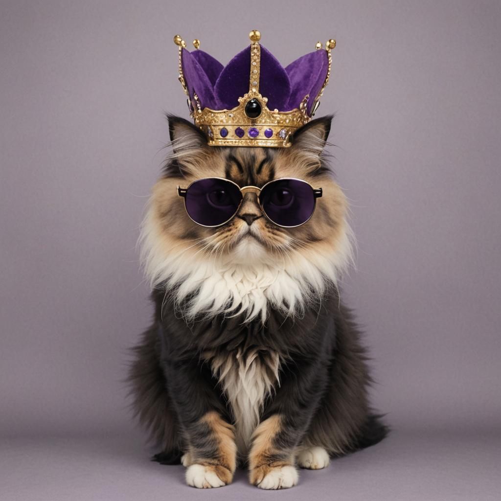 Calico Persian Cat Queen with Sunglasses