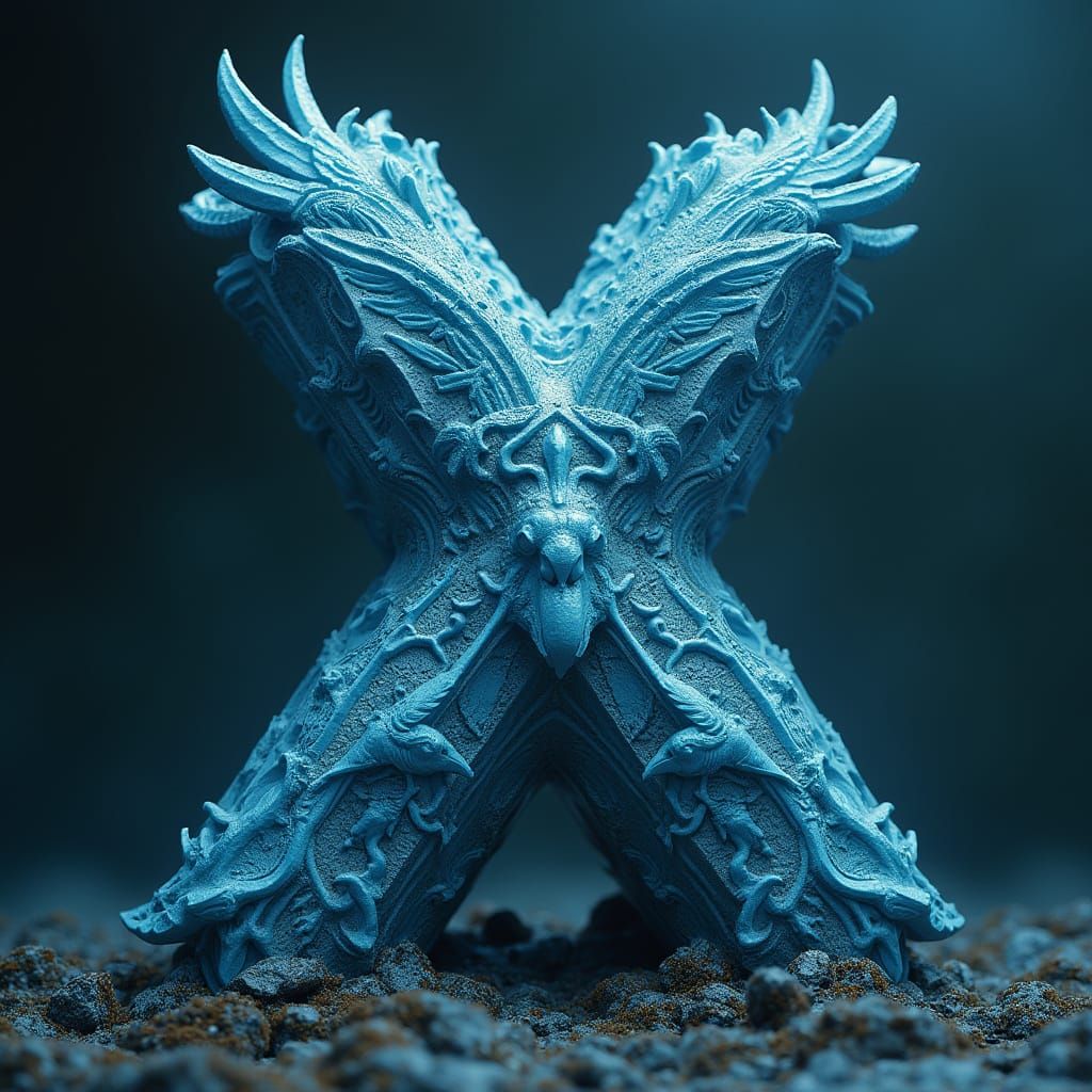 Shimmering Blue 3D X with Birds, War, and 'Cawwww'