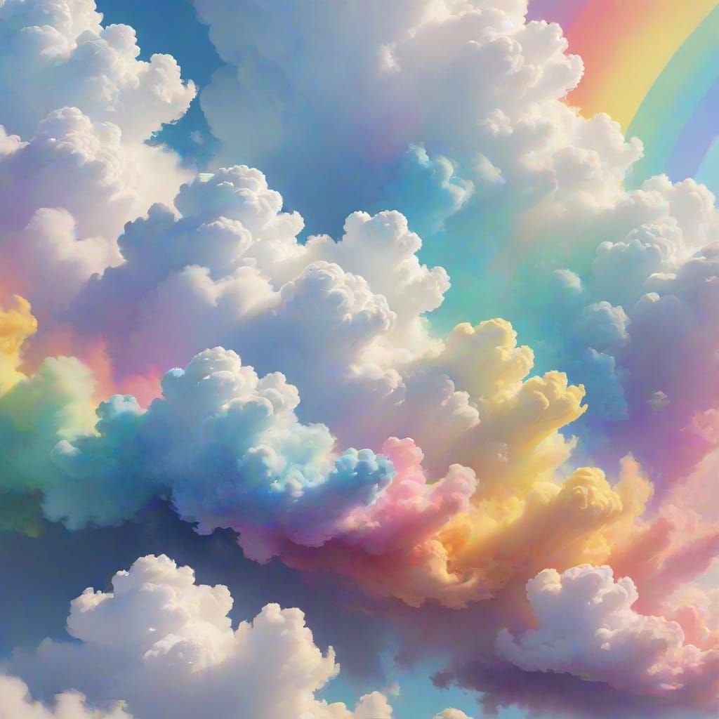 Dreamy Rainbow in Pastel Watercolor Style