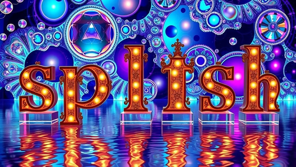 Glowing Esoteric Letter Blocks with Iridescent Fractals