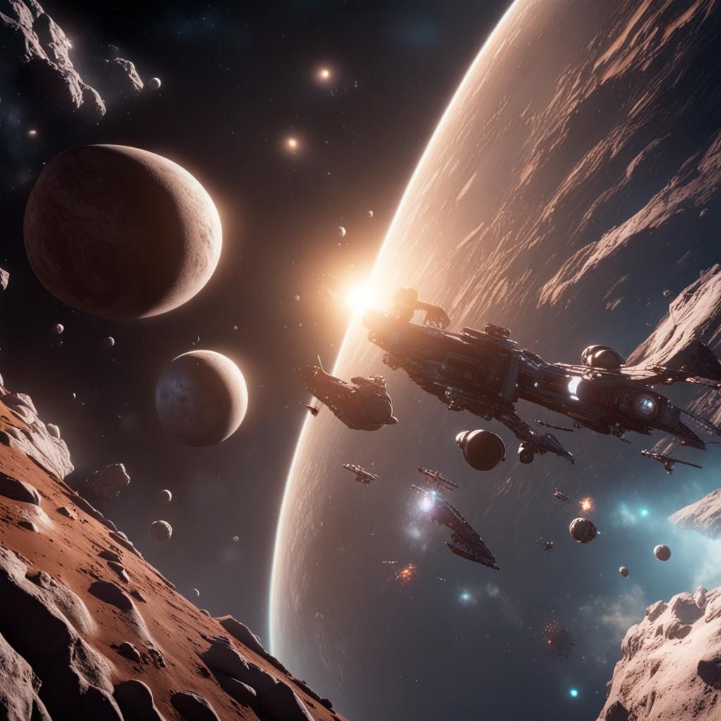 Epic Space Scene in 3D Game Style