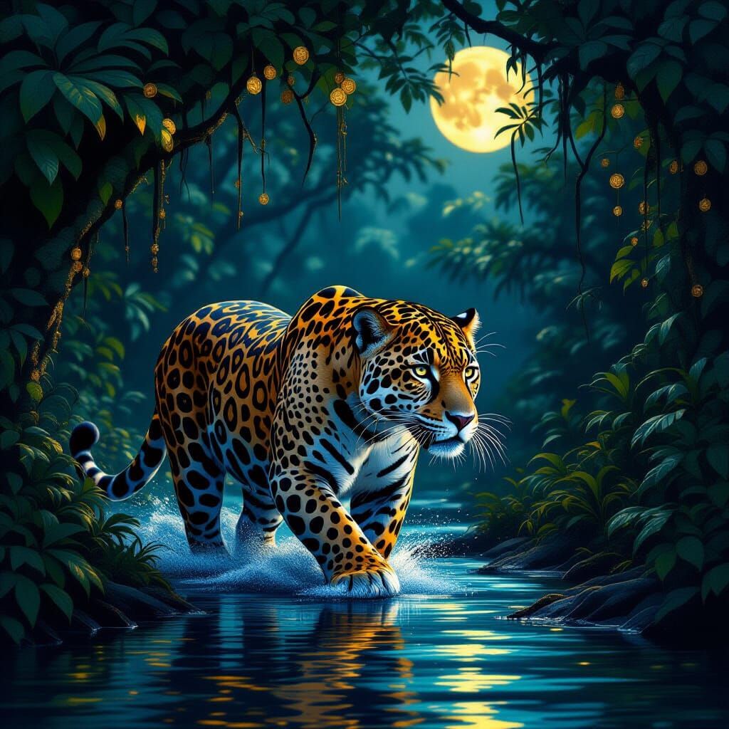 Majestic Jaguar of Gold Coins in Mystical Jungle