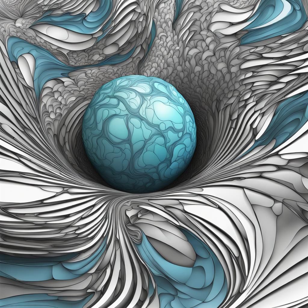 Abstract Futuristic Planet with Vector Fractals