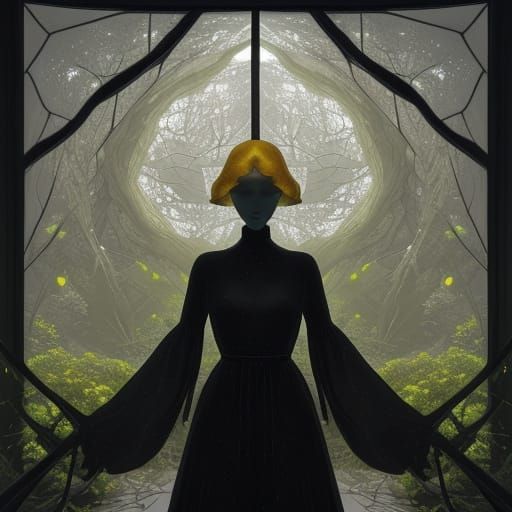 Rotoscoped Face in Autumnal Velvet Architecture