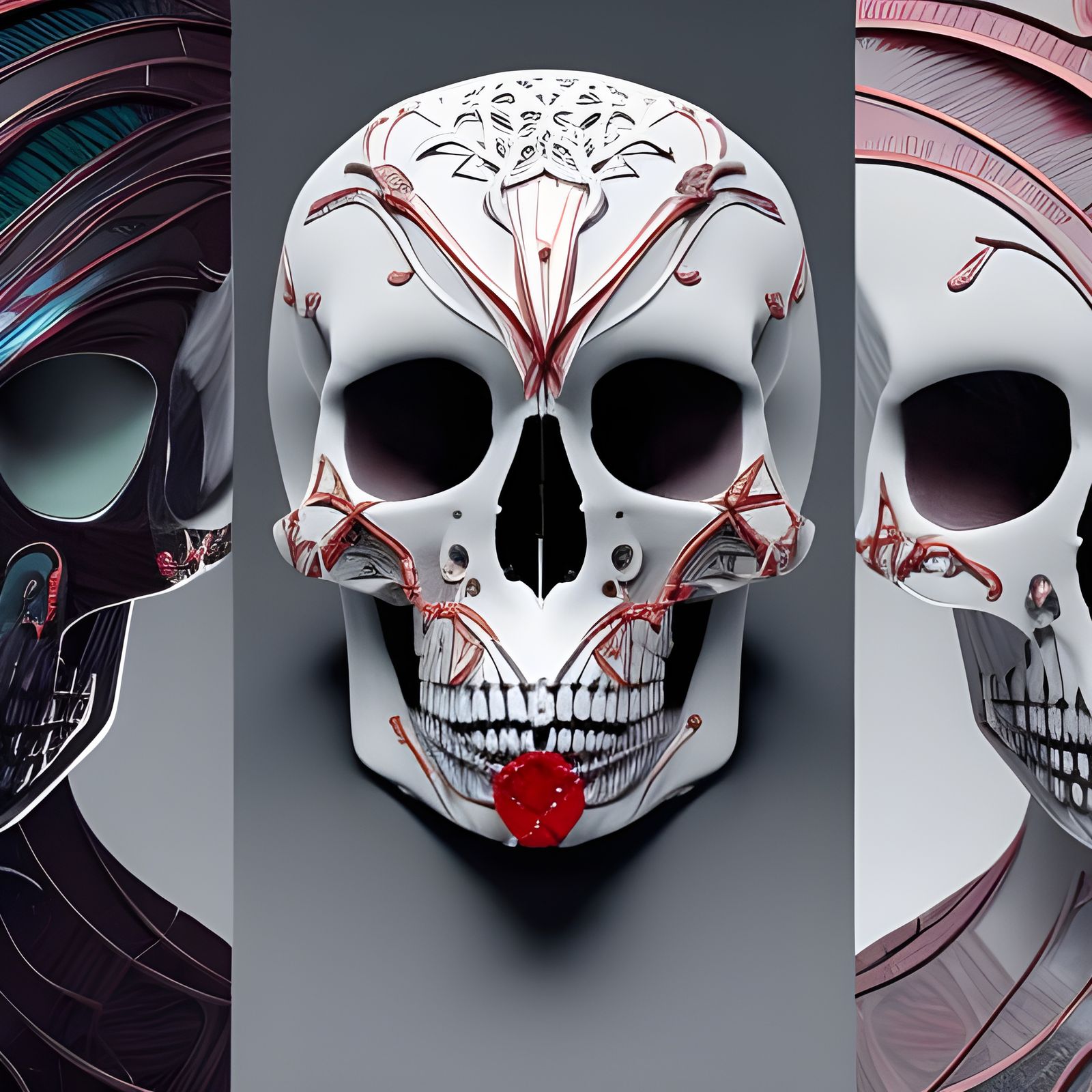 Dystopian Bird Skeleton in Ornate Surrealism