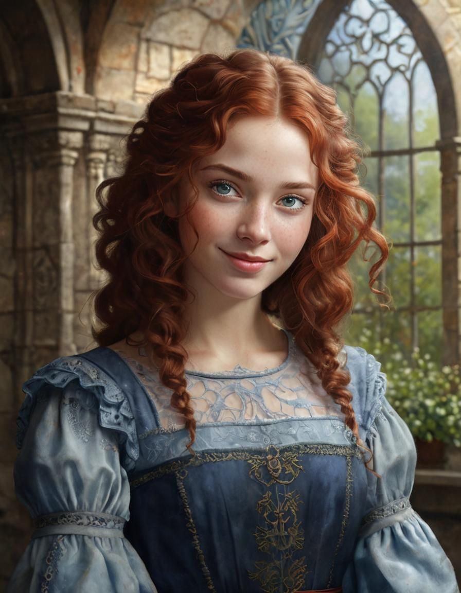 Medieval Woman Portrait in Art Nouveau Style