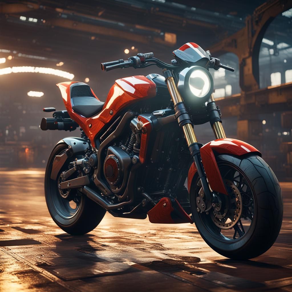 Ultramodern High-Speed Motorcycle in 3D Game Style