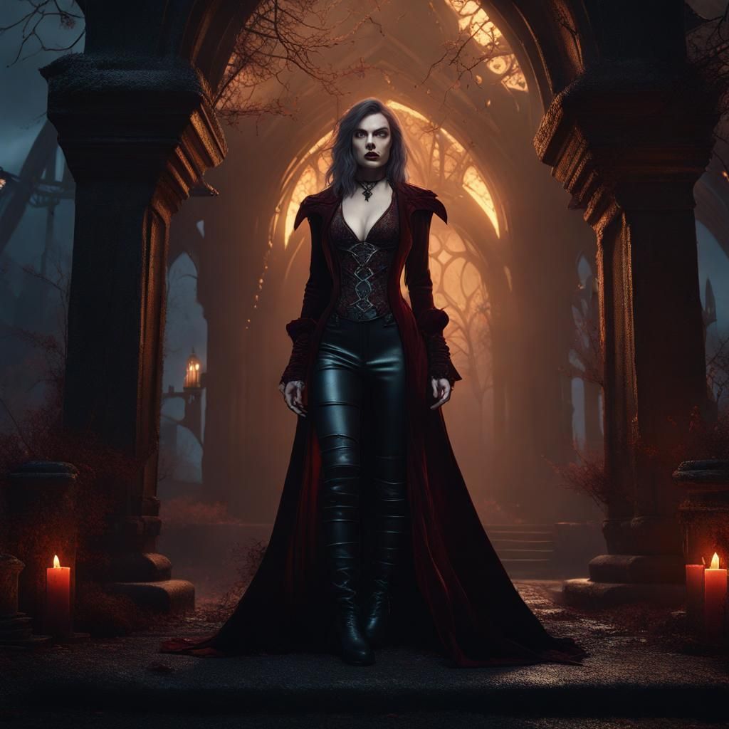 Vampire Character in Detailed Matte Painting Style