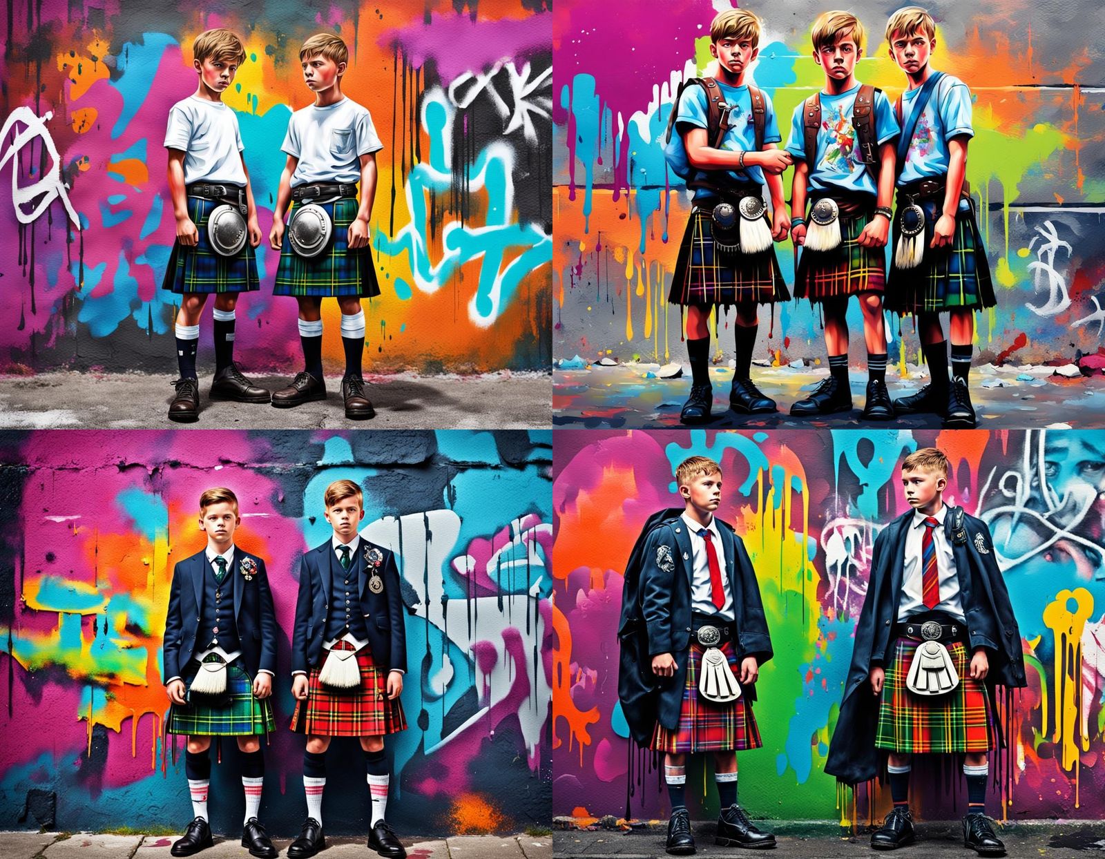 two gay teen boys in kilts