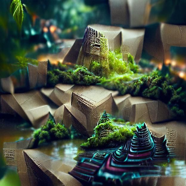 Ziggurat in Lush Forest: Digital Matte Painting
