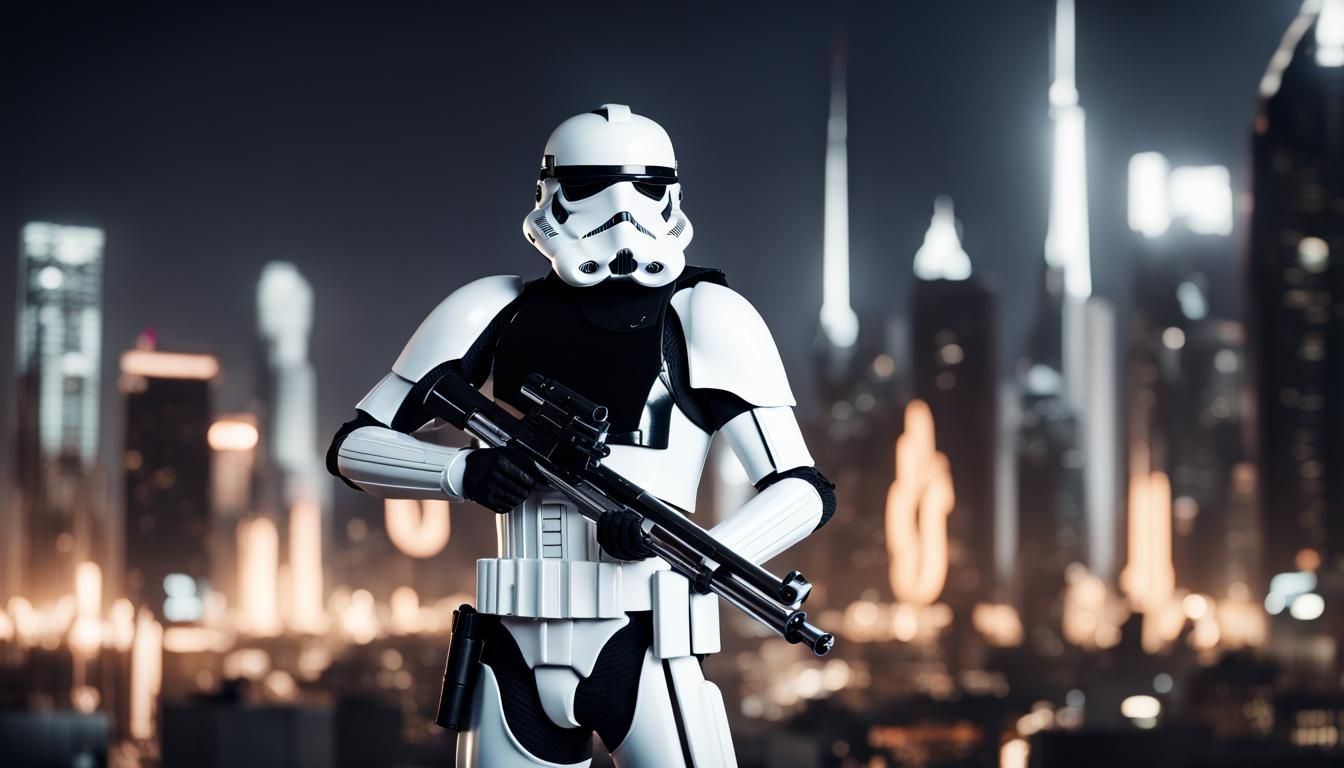 Vantablack Stormtrooper with Katana and Blaster