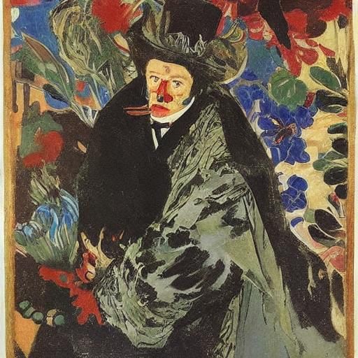 Handsome Vampire Portrait in Symbolist Style